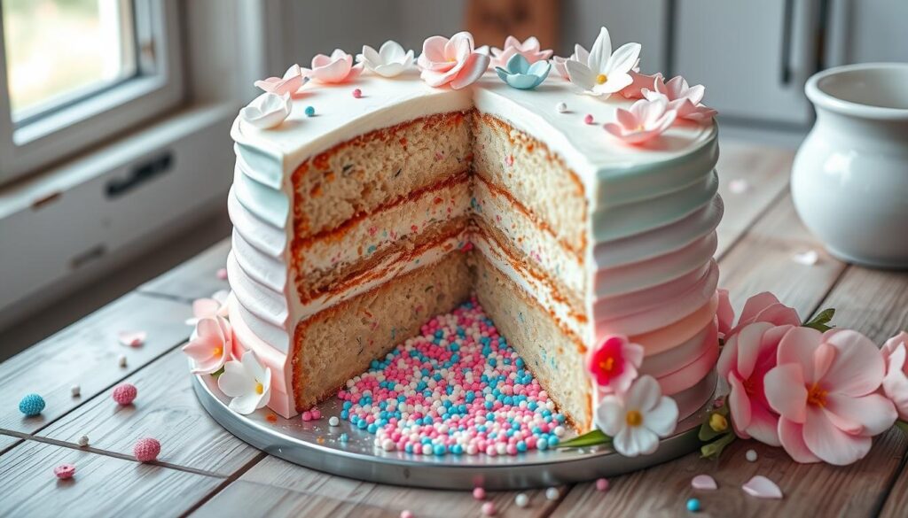 gender reveal cake sprinkle filling