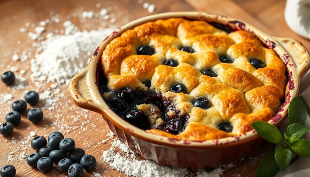 Homemade blueberry cobbler